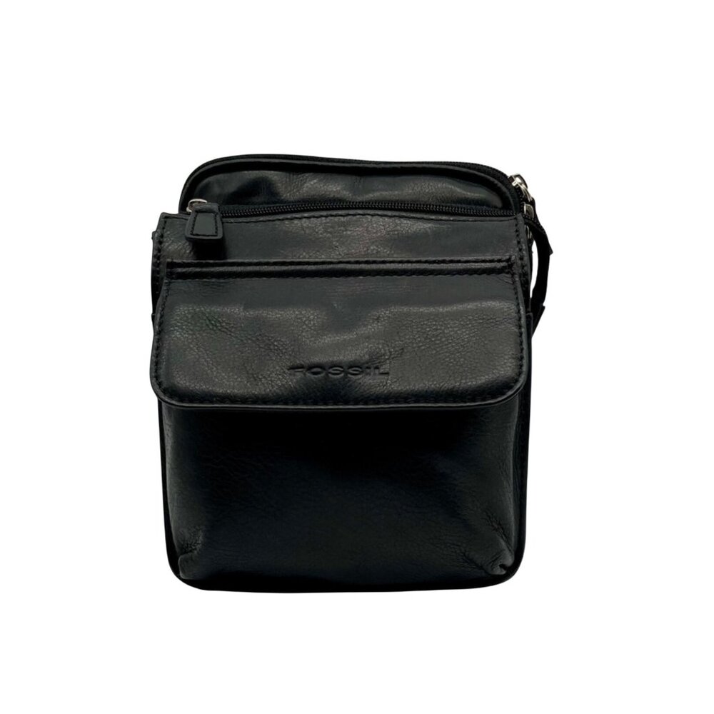 Fossil Black Padded Leather Crossbody Bag